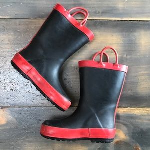 Toddler black red rain boots
